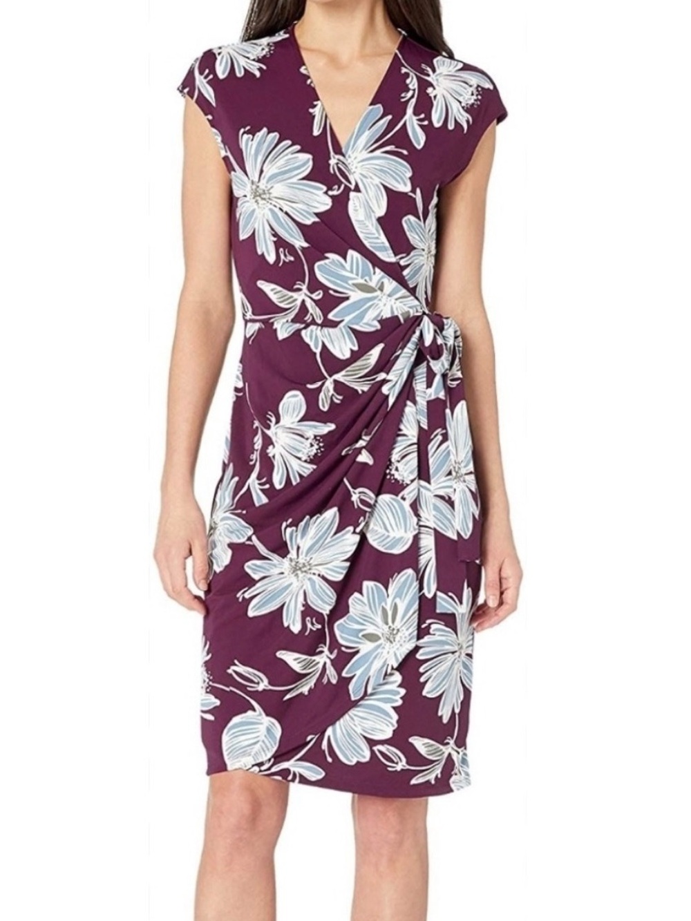 Lark & Ro Floral Maya Sleeveless Wrap Dress